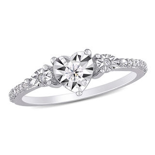 0.14 CT. T.W. Diamond Heart-Shaped Promise Ring in Sterling