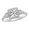 0.15 CT. T.W. Diamond Square Frame Heart-Sides Promise Ring in Sterling Silver