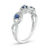 Thumbnail Image 3 of 3.0mm Blue Sapphire and 0.15 CT. T.W. Diamond Three Stone Twist Shank Stackable Band in 10K White Gold