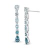 Multi-Shaped Blue Topaz Linear Drop Earrings in Sterling Silver