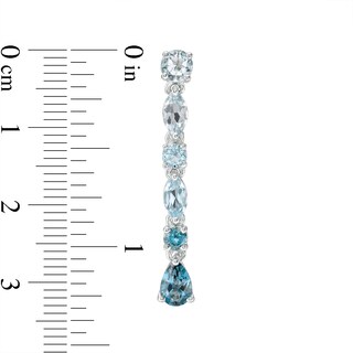 Multi-Shaped Blue Topaz Linear Drop Earrings in Sterling Silver