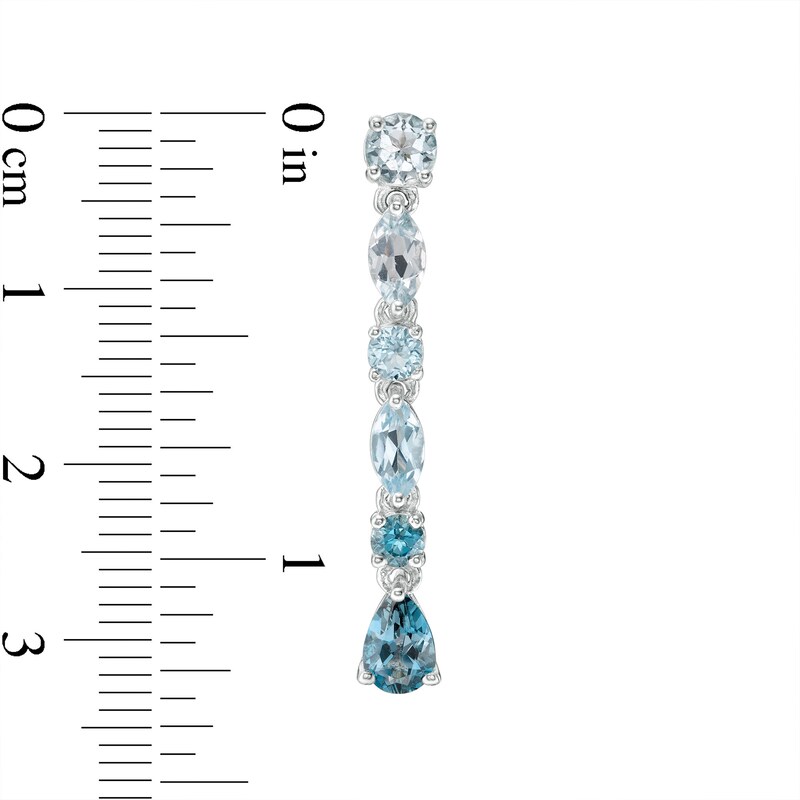 Main Image 3 of Multi-Shaped Blue Topaz Linear Drop Earrings in Sterling Silver