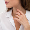 Thumbnail Image 2 of Sideways Marquise Ruby and 0.066 CT. T.W. Diamond Side Accent Stackable Band in 10K Gold