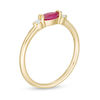 Thumbnail Image 3 of Sideways Marquise Ruby and 0.066 CT. T.W. Diamond Side Accent Stackable Band in 10K Gold