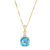 Thumbnail Image 1 of 7.0mm Asscher-Cut Swiss Blue Topaz and 0.05 CT. T.W. Diamond Tri-Top Drop Pendant in 10K Gold