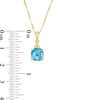 Thumbnail Image 3 of 7.0mm Asscher-Cut Swiss Blue Topaz and 0.05 CT. T.W. Diamond Tri-Top Drop Pendant in 10K Gold