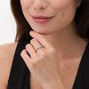Thumbnail Image 2 of 7.0mm Asscher-Cut Swiss Blue Topaz and 0.05 CT. T.W. Diamond Tri-Sides Ring in 10K Gold