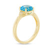 Thumbnail Image 3 of 7.0mm Asscher-Cut Swiss Blue Topaz and 0.05 CT. T.W. Diamond Tri-Sides Ring in 10K Gold