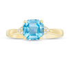 Thumbnail Image 4 of 7.0mm Asscher-Cut Swiss Blue Topaz and 0.05 CT. T.W. Diamond Tri-Sides Ring in 10K Gold