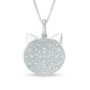 Thumbnail Image 1 of 0.10 CT. T.W. Diamond Cat Face Pendant in Sterling Silver