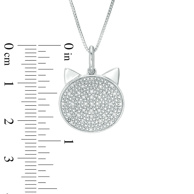 0.10 CT. T.W. Diamond Cat Face Pendant in Sterling Silver