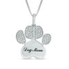 0.10 CT. T.W. Diamond Paw Print and "Dog Mom" Pendant in Sterling Silver