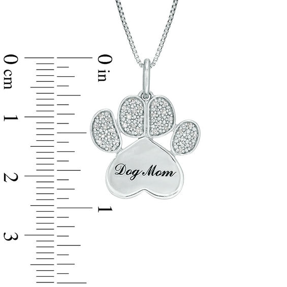 0.10 CT. T.W. Diamond Paw Print and "Dog Mom" Pendant in Sterling Silver