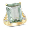 Thumbnail Image 1 of Emerald-Cut Green Quartz and 0.44 CT. T.W. Diamond Split Shank Ring in 14K Gold