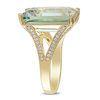 Thumbnail Image 3 of Emerald-Cut Green Quartz and 0.44 CT. T.W. Diamond Split Shank Ring in 14K Gold