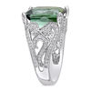 Thumbnail Image 2 of Cushion-Cut Green Tourmaline and 0.61 CT. T.W. Diamond Beaded Filigree Ring in 14K White Gold