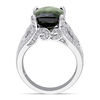 Thumbnail Image 3 of Cushion-Cut Green Tourmaline and 0.61 CT. T.W. Diamond Beaded Filigree Ring in 14K White Gold