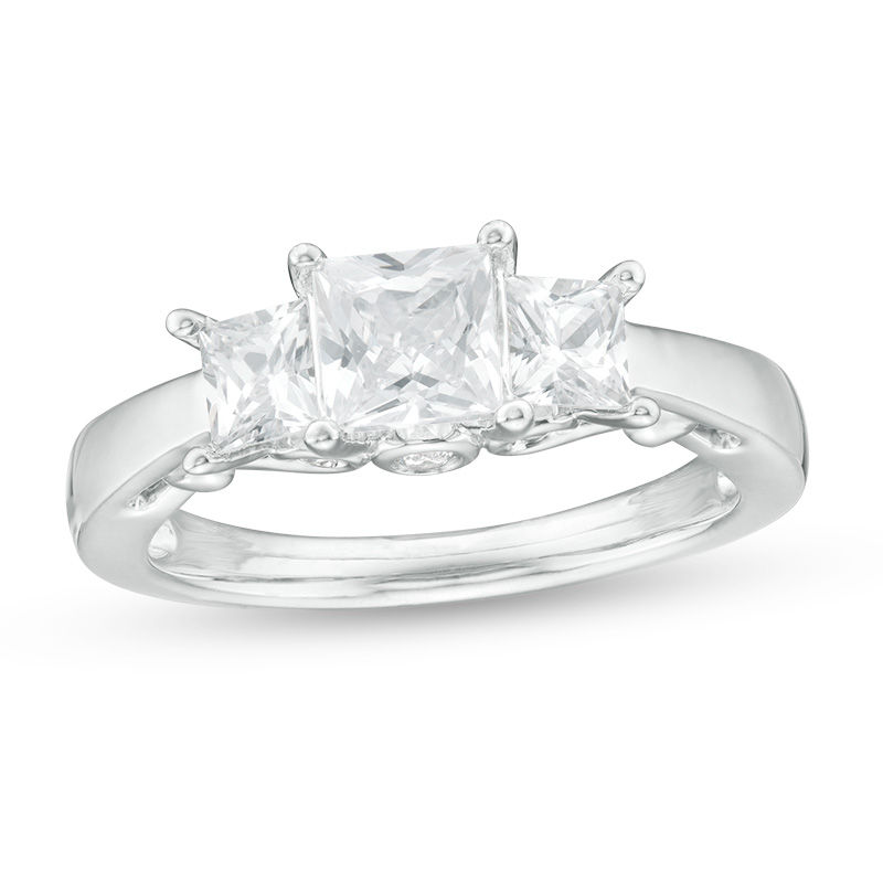 Celebration Canadian Ideal 1.00 CT. T.W. Princess-Cut Diamond Engagement Ring in 14K White Gold (I/I1)