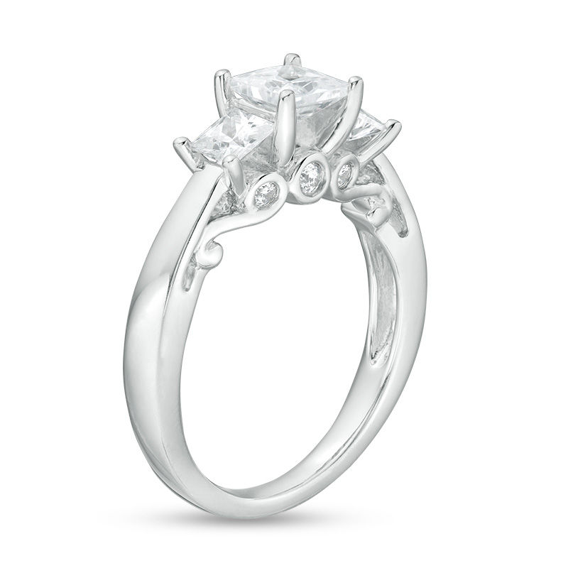 Main Image 3 of Celebration Canadian Ideal 1.00 CT. T.W. Princess-Cut Certified Diamond Engagement Ring in 14K White Gold (I/I1)