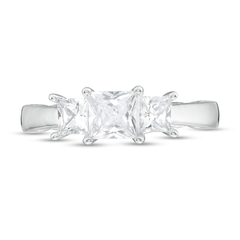 Main Image 4 of Celebration Canadian Ideal 1.00 CT. T.W. Princess-Cut Certified Diamond Engagement Ring in 14K White Gold (I/I1)