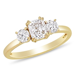 1.50 CT. T.W. Cushion-Cut Diamond Three Stone Engagement Ring in 14K Gold