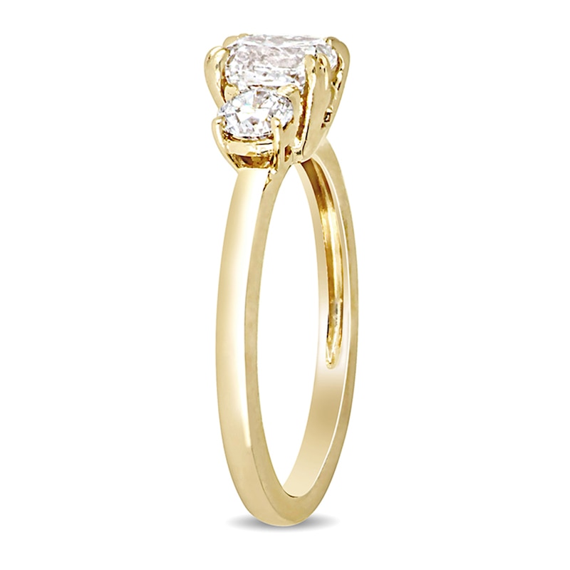 1.50 CT. T.W. Cushion-Cut Diamond Three Stone Engagement Ring in 14K Gold