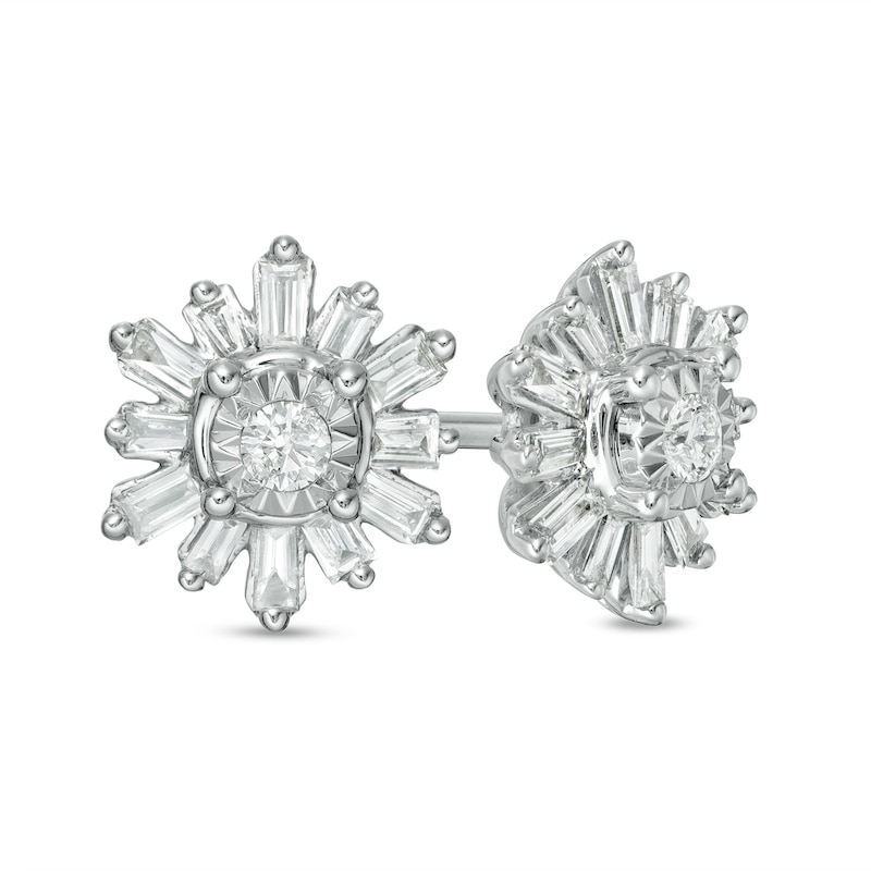 0.25 CT. T.W. Diamond Snowflake Stud Earrings in 10K White Gold