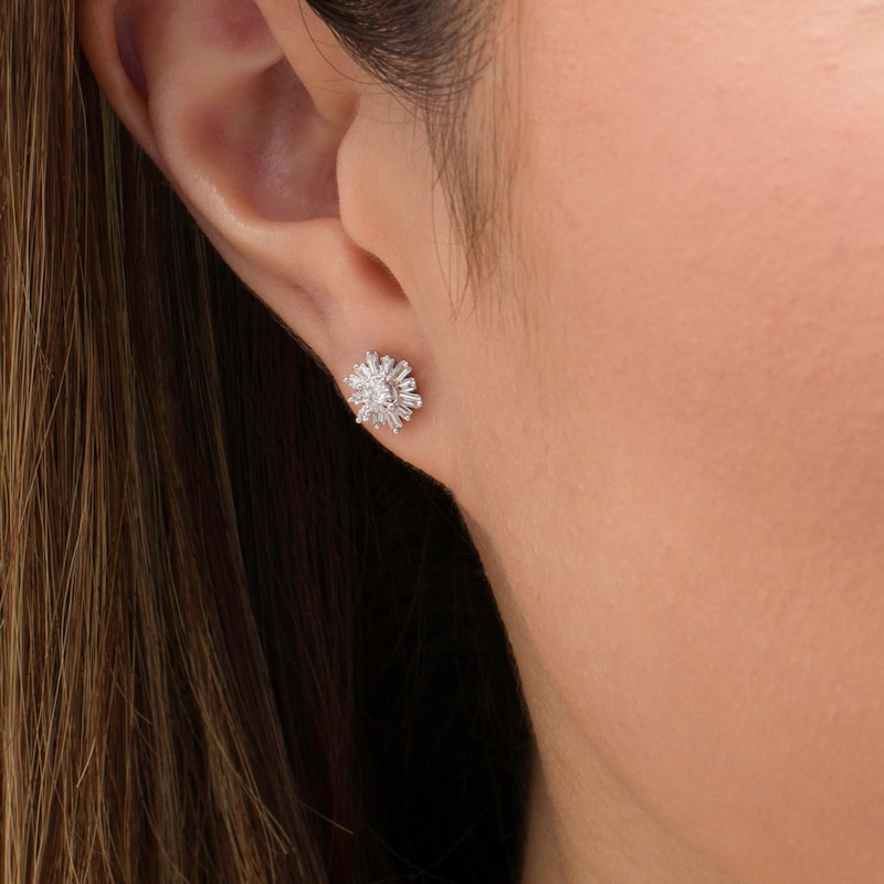 0.25 CT. T.W. Diamond Snowflake Stud Earrings in 10K White Gold