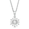 Thumbnail Image 1 of 0.20 CT. T.W. Baguette and Round Diamond Snowflake Pendant in 10K White Gold