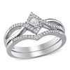 Thumbnail Image 0 of 0.24 CT. T.W. Princess-Cut Diamond Split Shank Bridal Set in Sterling Silver