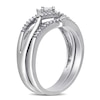 0.24 CT. T.W. Princess-Cut Diamond Split Shank Bridal Set in Sterling Silver