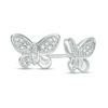 Thumbnail Image 1 of Diamond Accent and Beaded Butterfly Stud Earrings in Sterling Silver