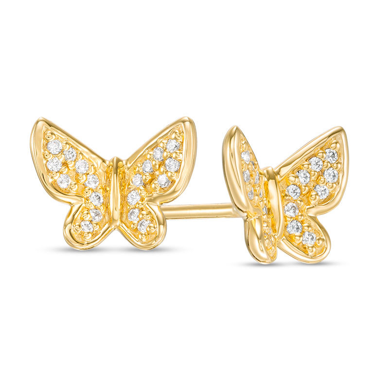 0.09 CT. T.W. Diamond Butterfly Stud Earrings in 10K Gold|Peoples Jewellers