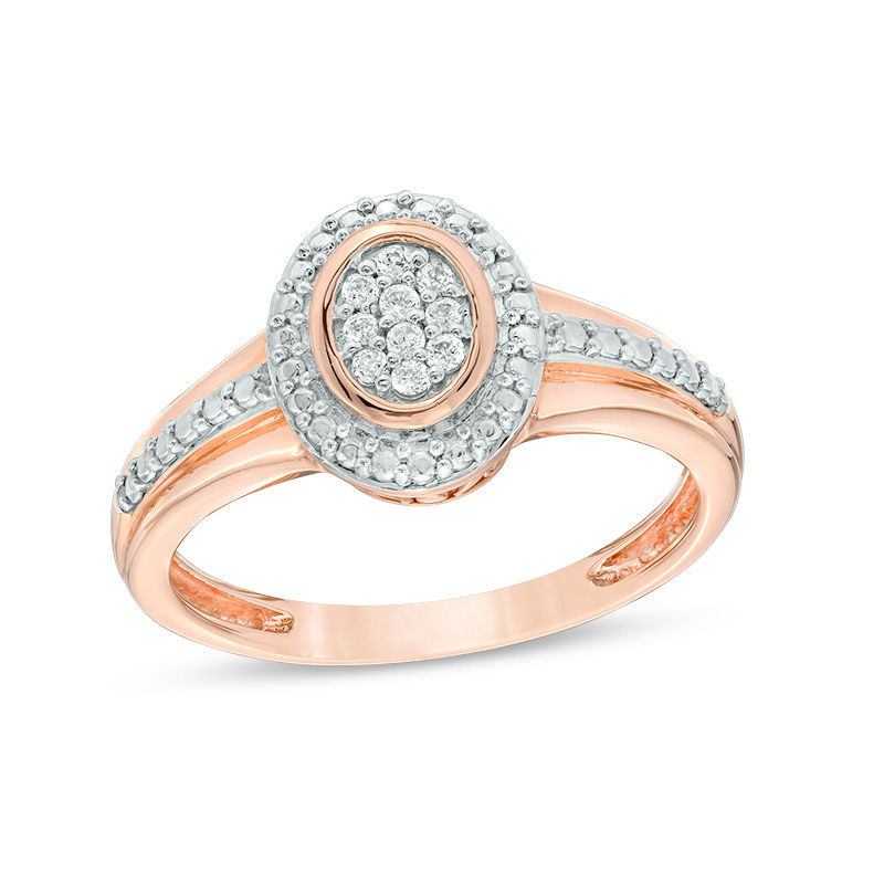 0.07 CT. T.W. Composite Diamond Oval Frame Ring in 10K Rose Gold