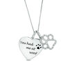 Thumbnail Image 1 of 0.10 CT. T.W. Diamond Paw Print Outline and "You had me at woof" Heart Charm Pendant in Sterling Silver