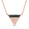 Thumbnail Image 1 of 0.10 CT. T.W. Enhanced Black and White Diamond Triangle Necklace in 10K Rose Gold - 17"