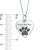 0.09 CT. T.W. Black Diamond Paw Print and "Proud Cat Mom" Heart Pendant in Sterling Silver