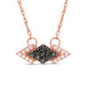 Thumbnail Image 0 of 0.10 CT. T.W. Enhanced Black and White Diamond Sideways Kite-Shaped Arrow Necklace in 10K Rose Gold - 17"
