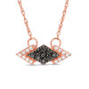 Thumbnail Image 1 of 0.10 CT. T.W. Enhanced Black and White Diamond Sideways Kite-Shaped Arrow Necklace in 10K Rose Gold - 17&quot;