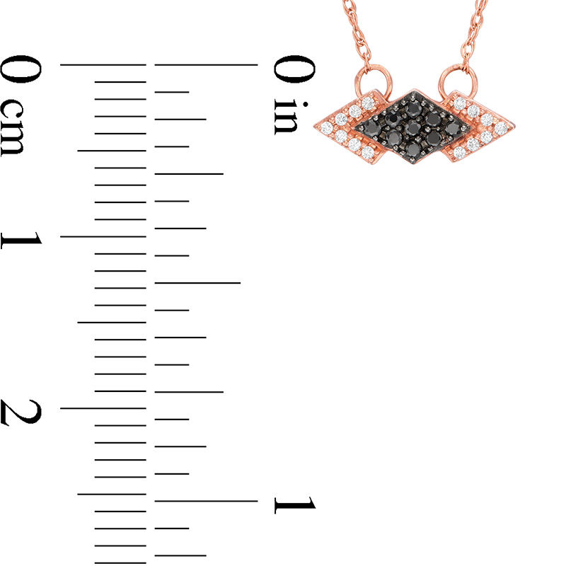 0.10 CT. T.W. Enhanced Black and White Diamond Sideways Kite-Shaped Arrow Necklace in 10K Rose Gold - 17"