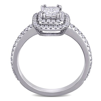 0.95 CT. T.W. Radiant-Cut Diamond Double Frame Engagement Ring in 14K White Gold (H/VS2)