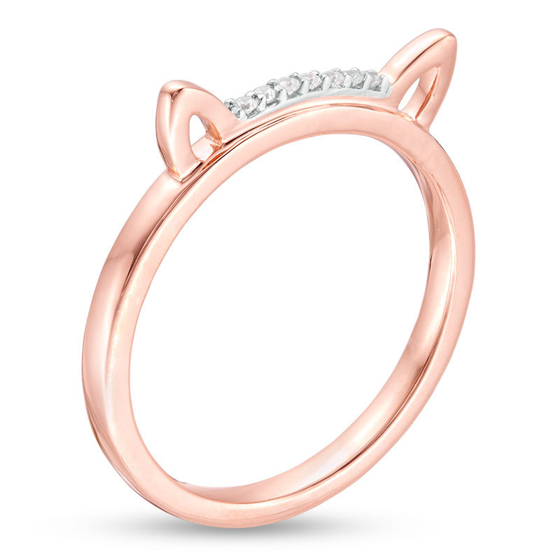 Diamond Accent Cat Ears Ring in 10K Rose Gold