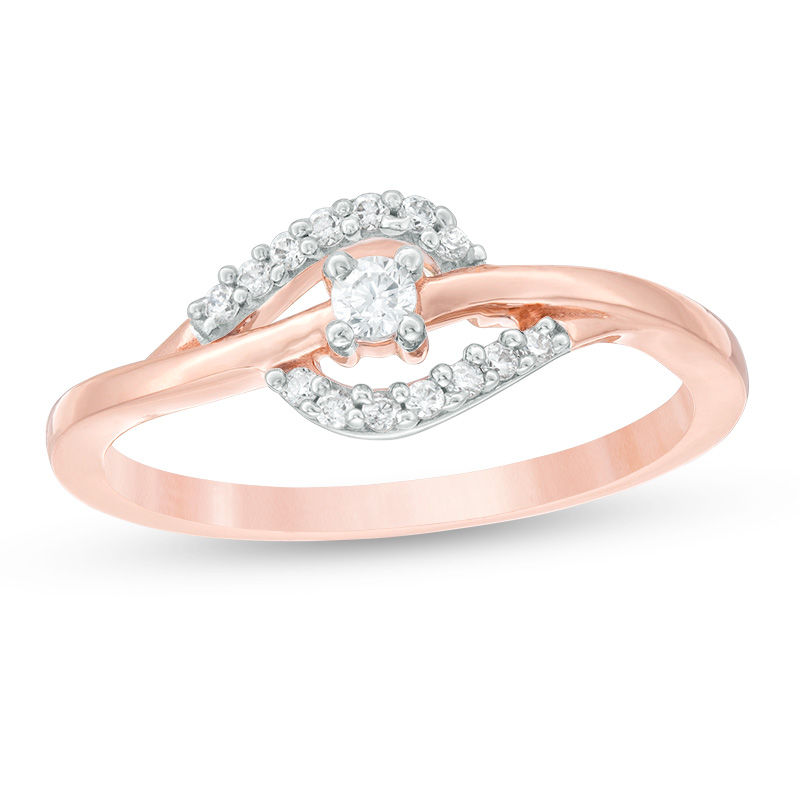 0.115 CT. T.W. Diamond Bypass Ring in 10K Rose Gold