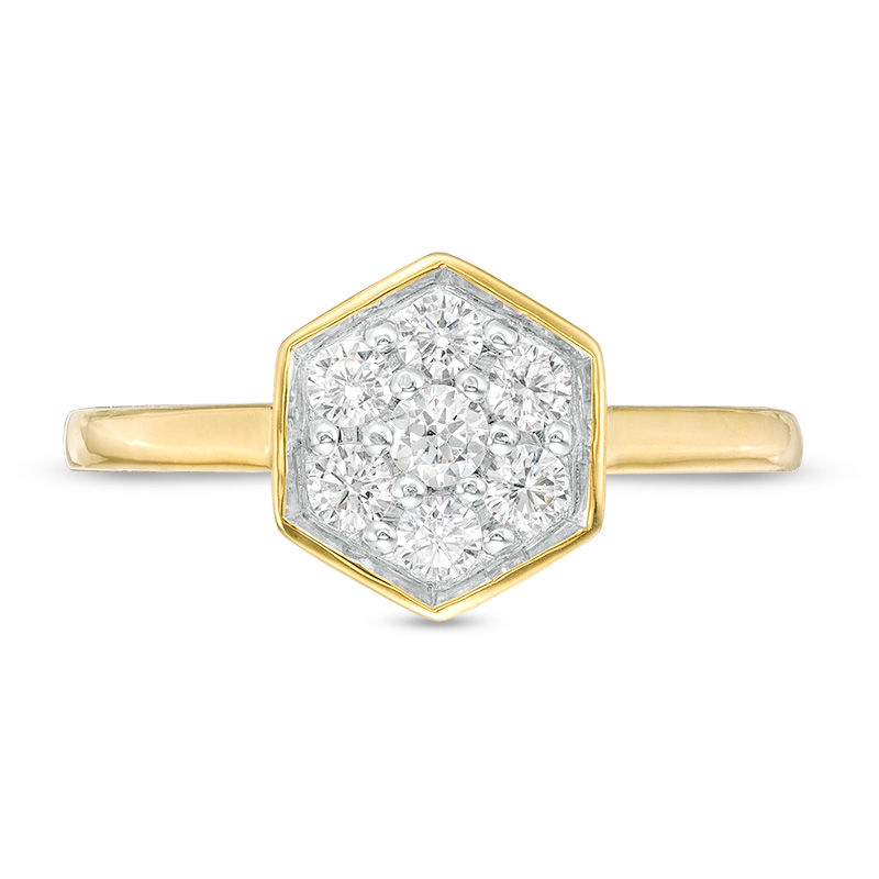 0.37 CT. T.W. Composite Diamond Hexagonal Frame Ring in 10K Gold|Peoples Jewellers