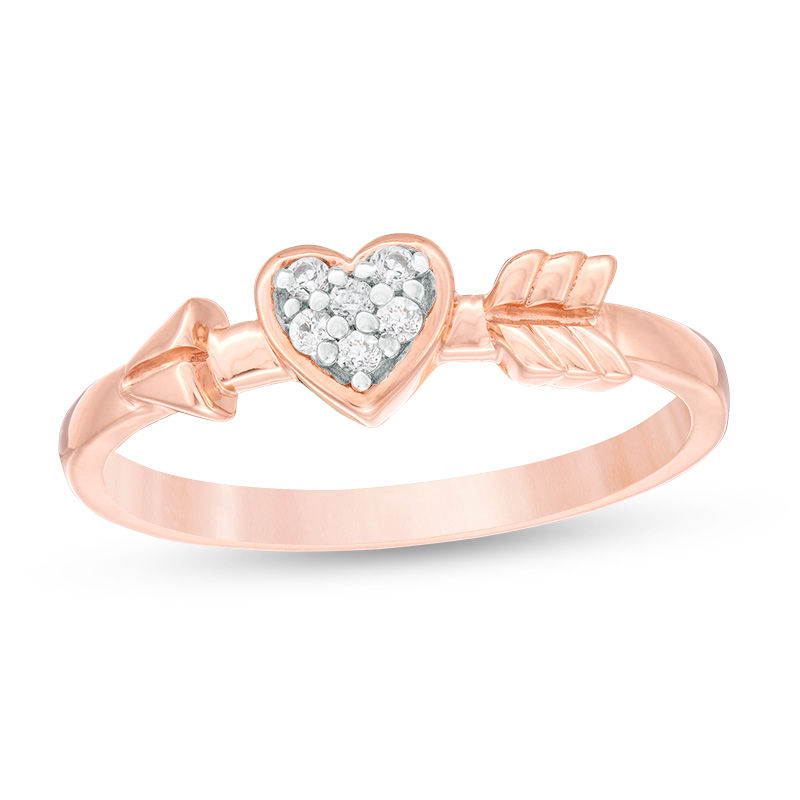 0.04 CT. T.W. Composite Diamond Heart and Arrow Ring in 10K Rose Gold