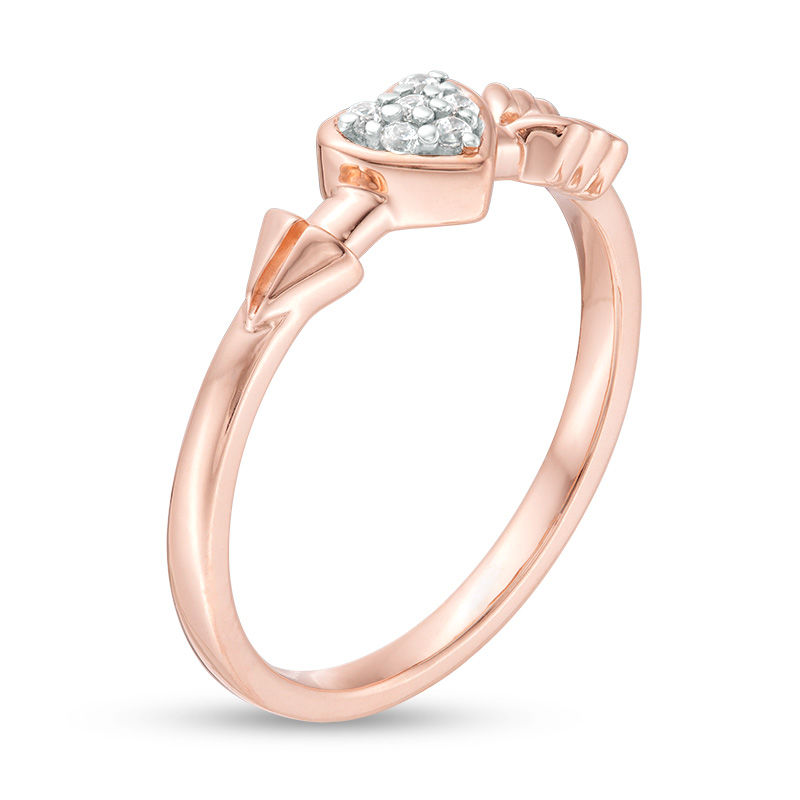 0.04 CT. T.W. Composite Diamond Heart and Arrow Ring in 10K Rose Gold