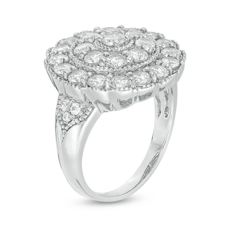 1.95 CT. T.W. Diamond Double Frame Scallop Vintage-Style Ring in 10K White Gold
