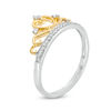 Thumbnail Image 2 of 0.065 CT. T.W. Diamond Heart Crown Ring in Sterling and 10K Gold