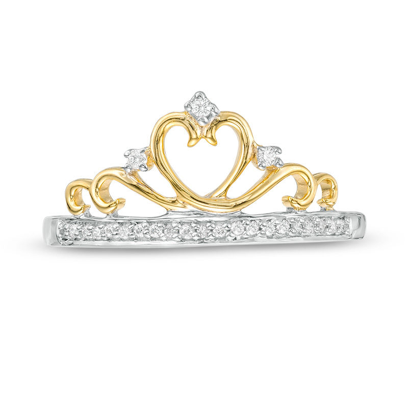 0.065 CT. T.W. Diamond Heart Crown Ring in Sterling and 10K Gold