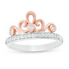 Thumbnail Image 0 of 0.115 CT. T.W. Diamond Crown Ring in Sterling Silver and 10K Rose Gold